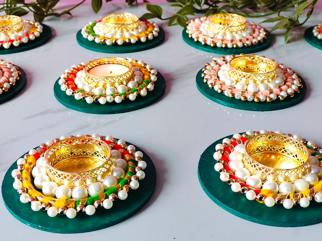 Puspanjali Artwork: Decorative Handcrafted Tealight Candle Holder For Diwali Dussehra Navratri(set Of 5)