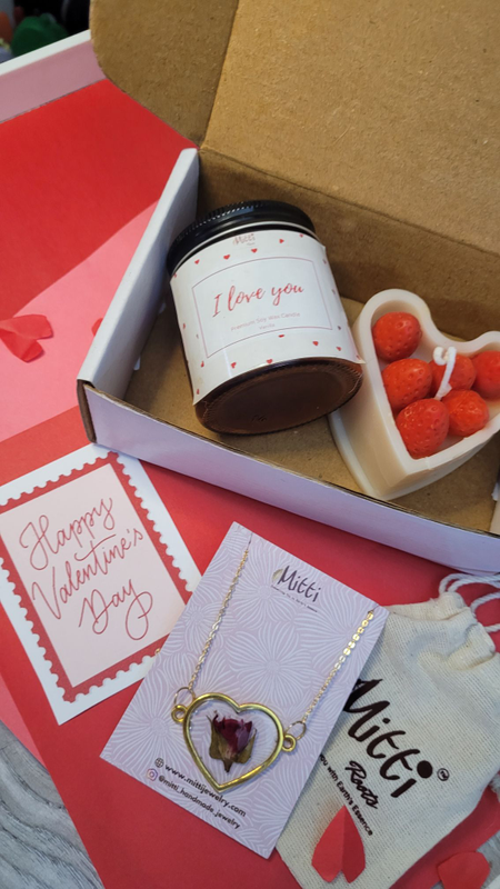 Valentines Special Hamper For Gifting | Candles | Resin Rose Pendant | For Women | Romantic Gifts