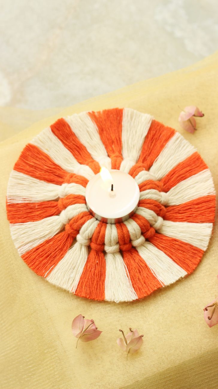 Duo-tone Macrame Tealight Candle Holder